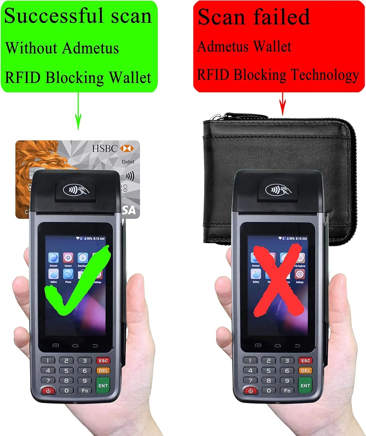 Admetus Mens RFID Blocking Wallets Zipper Leather Wallet for Men Bifold RFID Card Holder