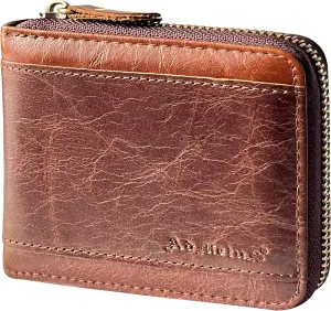 Admetus Mens RFID Blocking Wallets Zipper Leather Wallet for Men Bifold RFID Card Holder