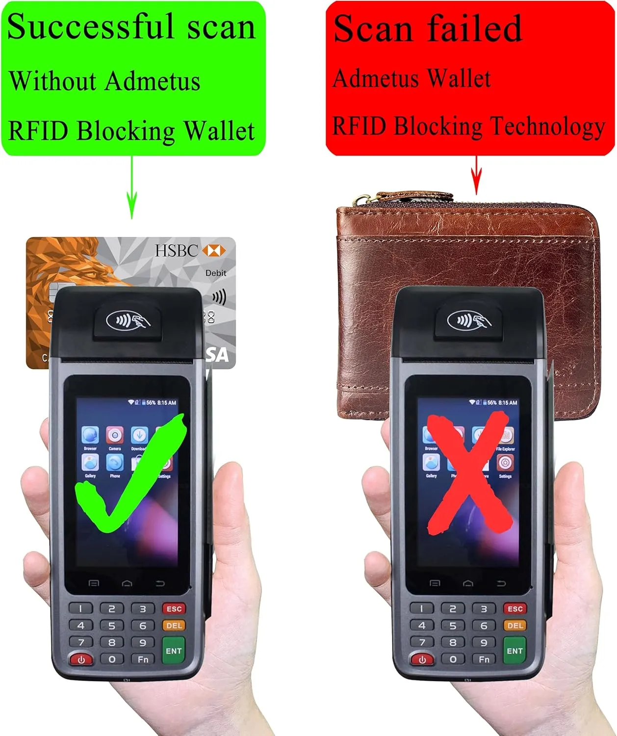 Admetus Mens RFID Blocking Wallets Zipper Leather Wallet for Men Bifold RFID Card Holder