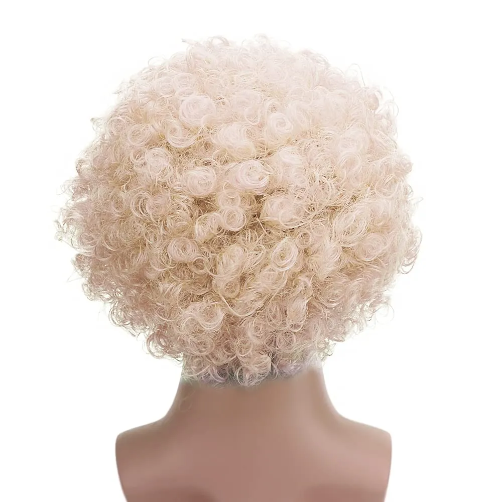 FREE BEAUTY Fluffy Afro Synthetic Clown Wig for Men Women Cosplay Anime Party Christmas Halloween Fancy Funny Wigs (Blonde)