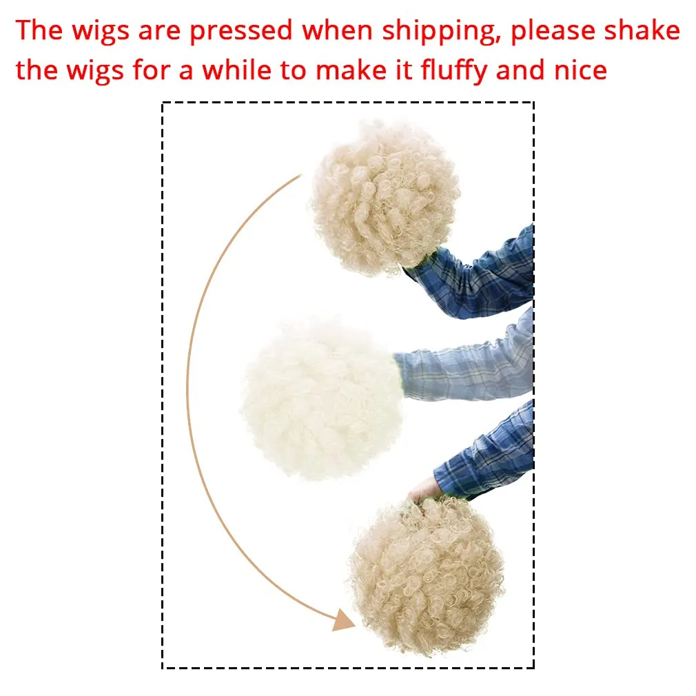 FREE BEAUTY Fluffy Afro Synthetic Clown Wig for Men Women Cosplay Anime Party Christmas Halloween Fancy Funny Wigs (Blonde)