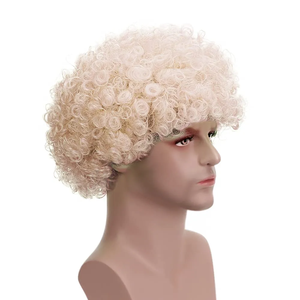 FREE BEAUTY Fluffy Afro Synthetic Clown Wig for Men Women Cosplay Anime Party Christmas Halloween Fancy Funny Wigs (Blonde)