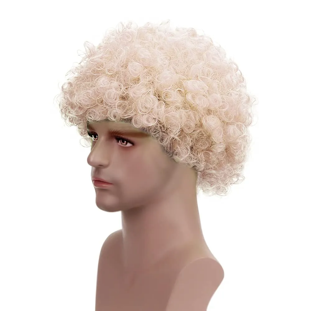FREE BEAUTY Fluffy Afro Synthetic Clown Wig for Men Women Cosplay Anime Party Christmas Halloween Fancy Funny Wigs (Blonde)