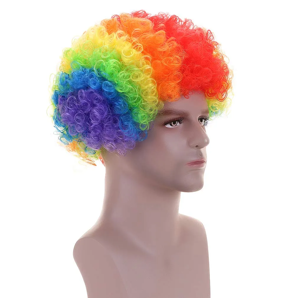 FREE BEAUTY Fluffy Afro Synthetic Clown Wig for Men Women Cosplay Anime Party Christmas Halloween Fancy Funny Wigs (Rainbow)