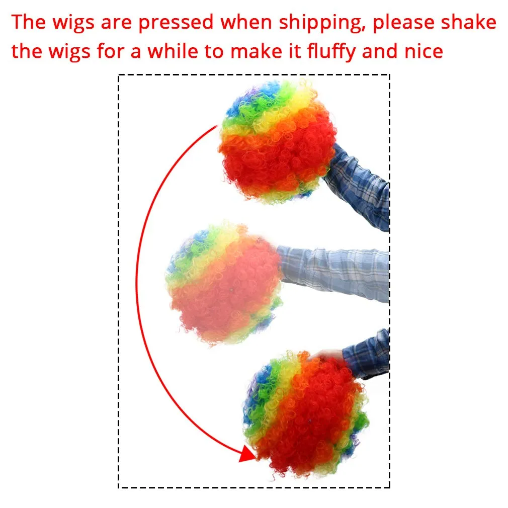 FREE BEAUTY Fluffy Afro Synthetic Clown Wig for Men Women Cosplay Anime Party Christmas Halloween Fancy Funny Wigs (Rainbow)