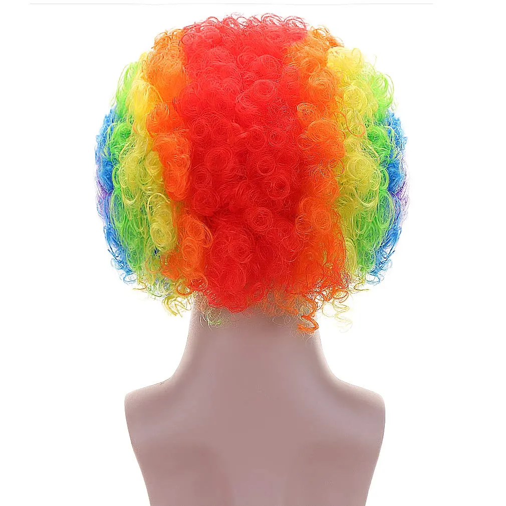 FREE BEAUTY Fluffy Afro Synthetic Clown Wig for Men Women Cosplay Anime Party Christmas Halloween Fancy Funny Wigs (Rainbow)