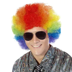 FREE BEAUTY Fluffy Afro Synthetic Clown Wig for Men Women Cosplay Anime Party Christmas Halloween Fancy Funny Wigs (Rainbow)