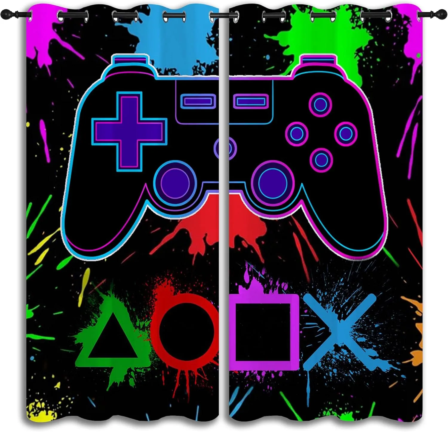 LHROOMJK Arcade Game Controller Grommet Blackout Curtains for Boy Girl Bedroom