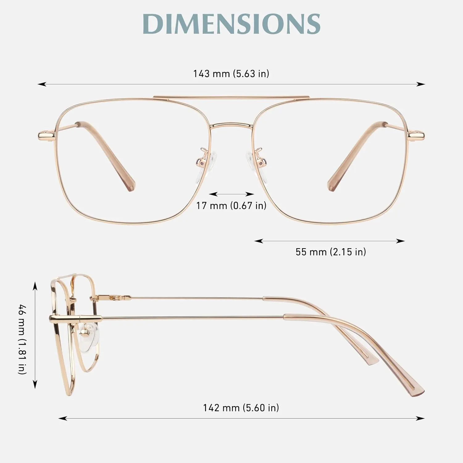 LINVO Fake Glasses Non-Prescription Clear Lens Metal Frame Fashion Eyewear for Women Men