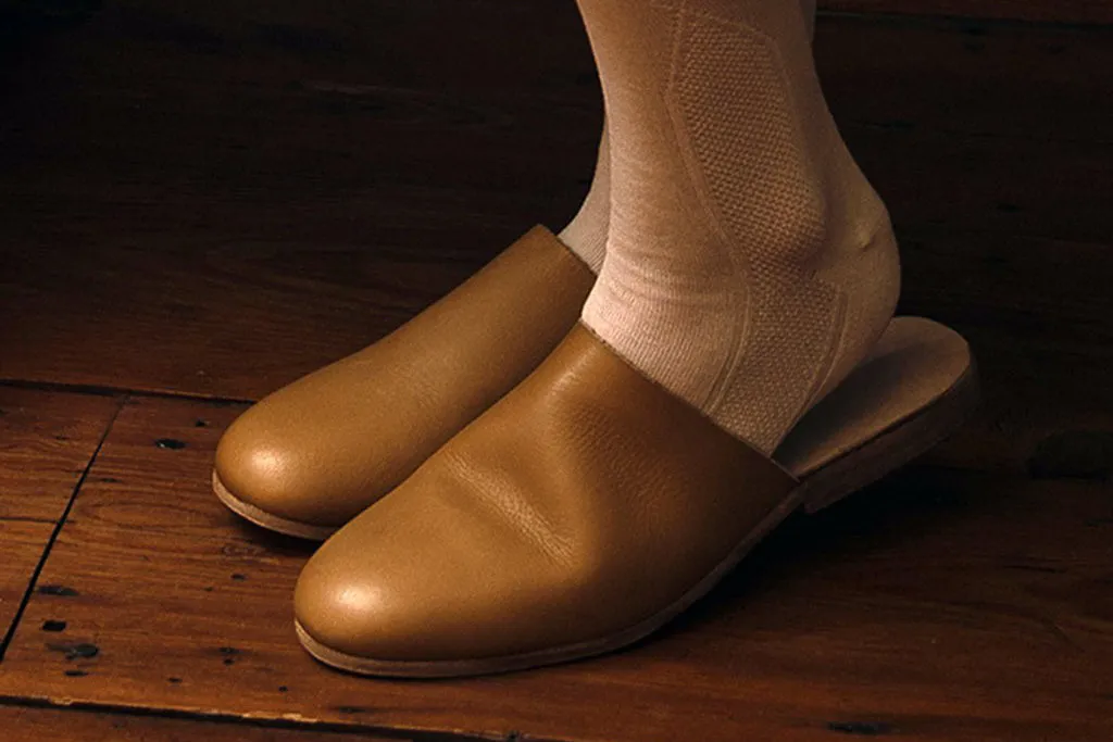 Low Heeled Leather Mules