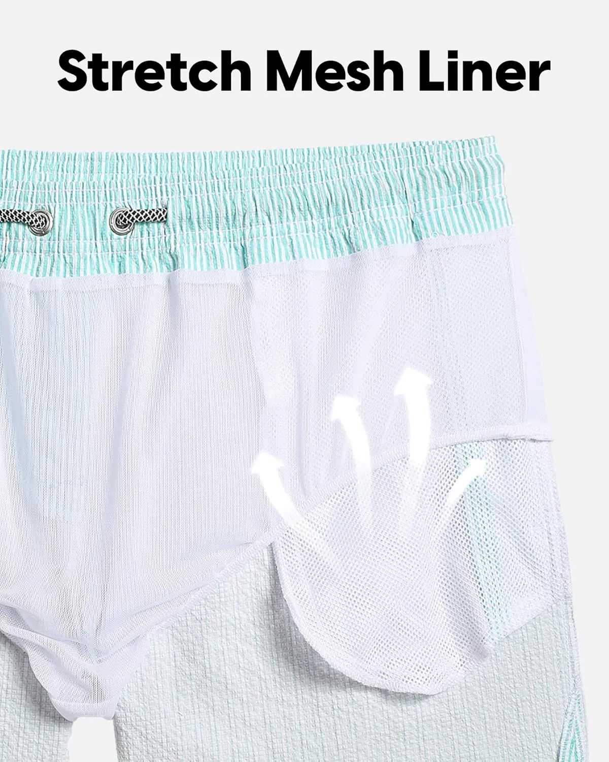 maamgic Men's Swim Trunks 5.5 inch Seersucker Beach Shorts Quick Dry Bathing Suits with Mesh Liner