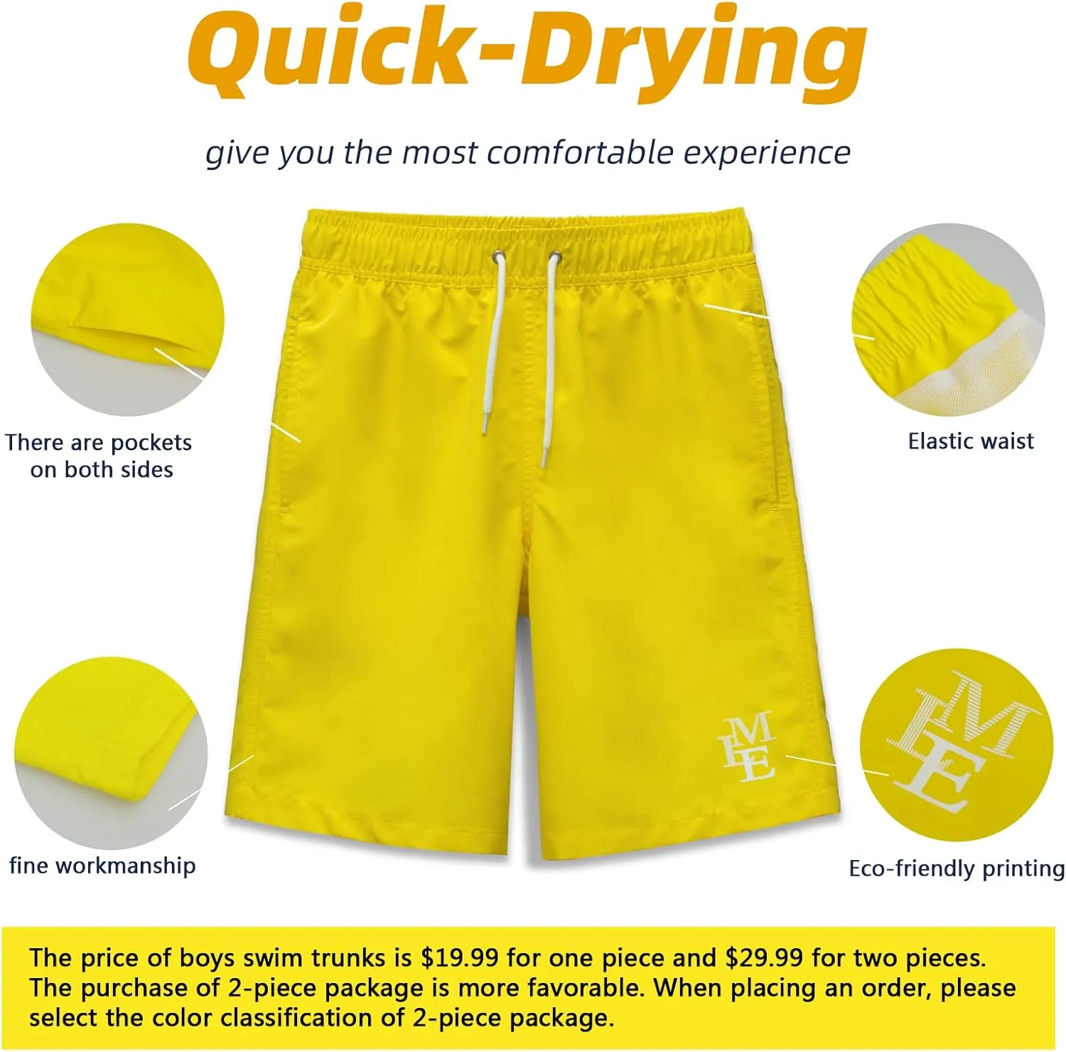 MEILONGER Boys Swim Trunks?Quick Dry Beach Board Shorts Swimwear Bathing Suits Size 8,10-12,14-16,18-20