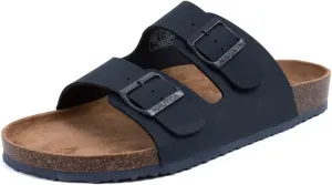 Nautica Men's Sandals - Casual Slides with 2 Adjustable Buckle Straps and Cork Footbed for Ultimate Comfort and Style (Regular/Wide Width, Big Size)