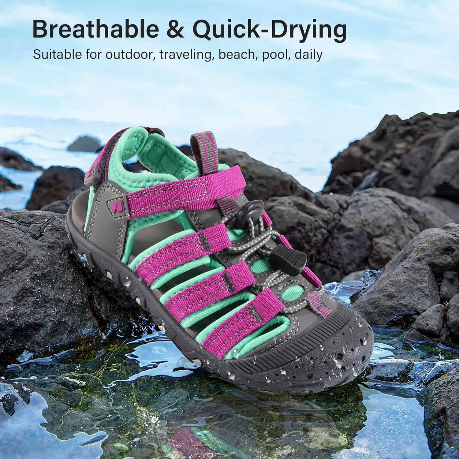 Stelle Boys Girls Sport Water Sandals Kids Summer Outdoor Beach Hiking Closed-Toe Athletic Shoes for Toddler/Little/Big Kids