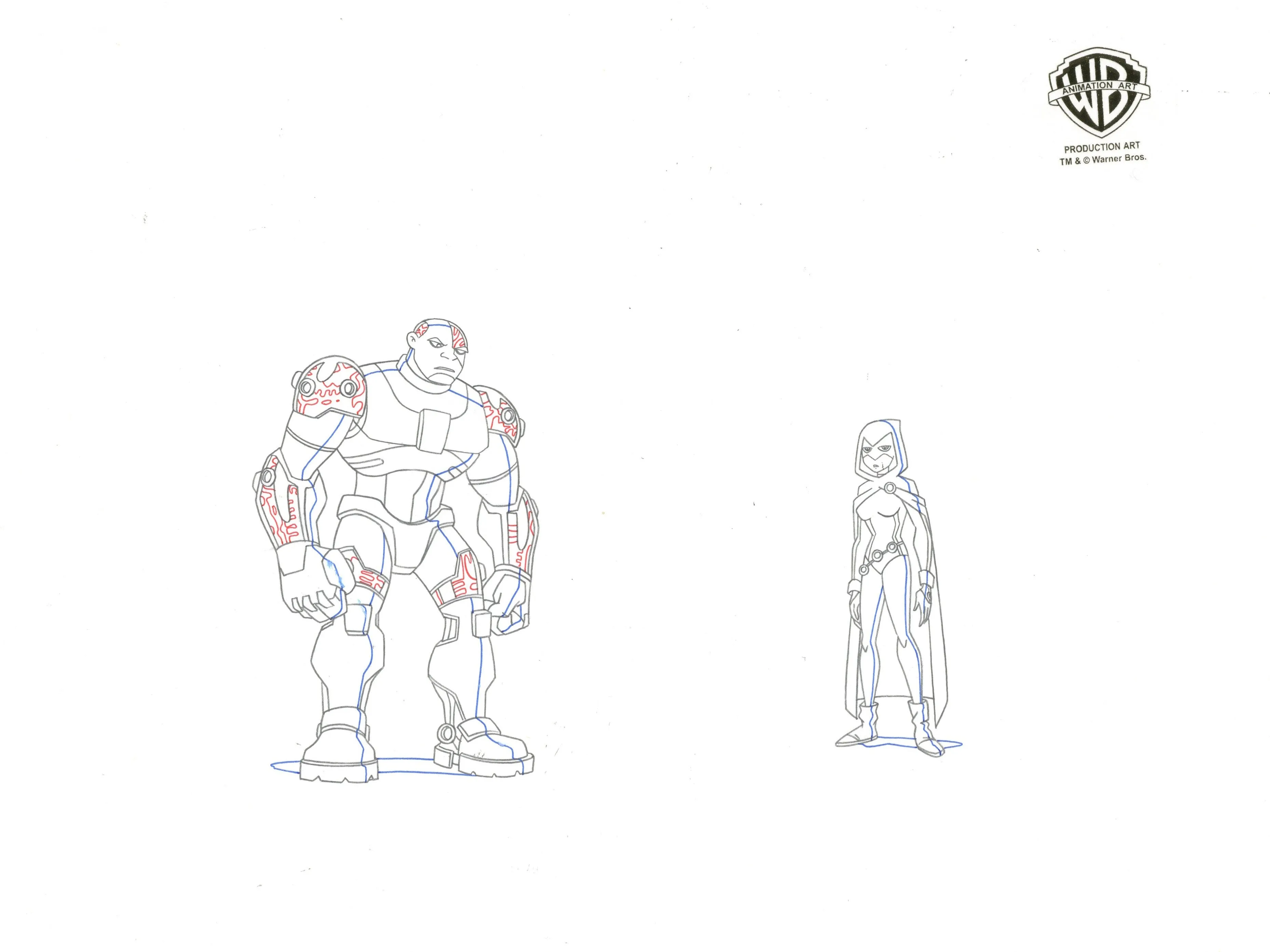 Teen Titans Original Production Drawing: Cyborg, Raven